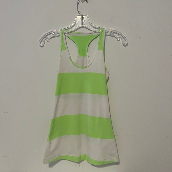 Lululemon Cool Racerback White Neon Green 4 NWOT - Picture 8 of 9